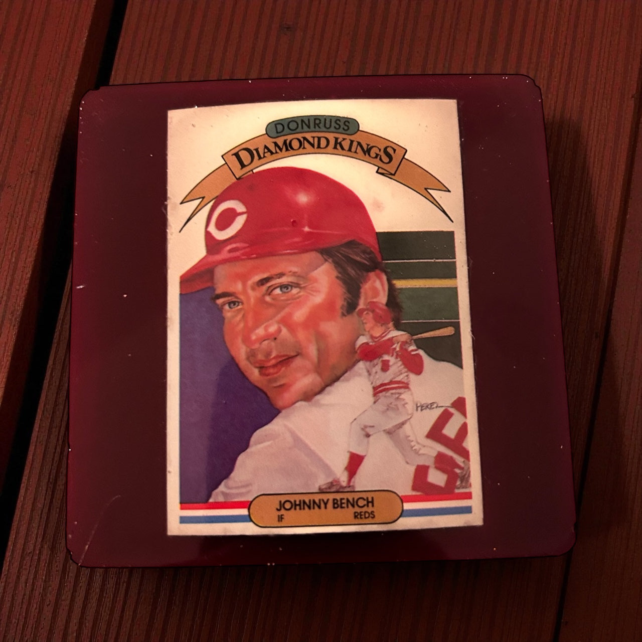 Vintage authentic Johnny Bench coaster